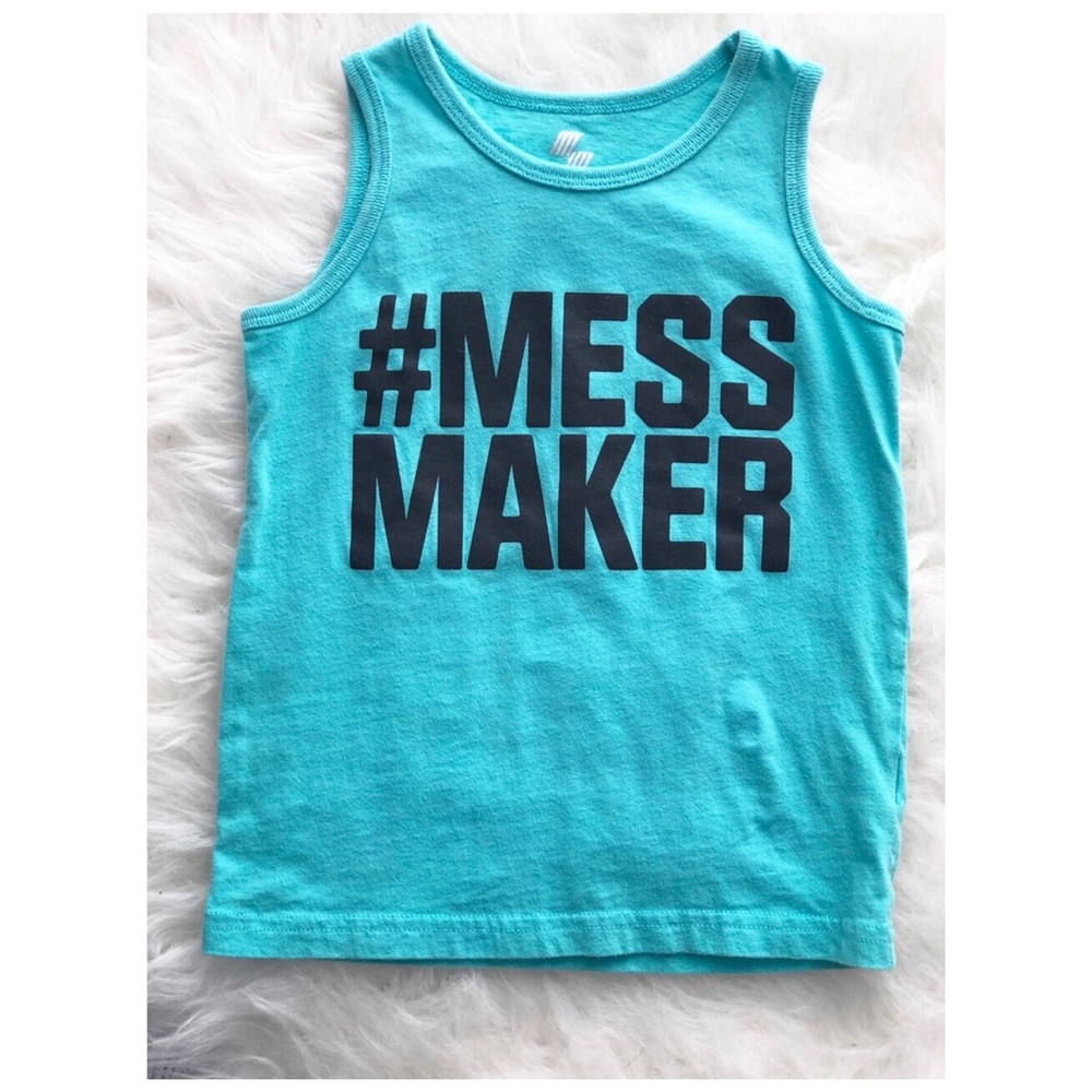TCP boys 3T turquoise graphic tank top #mess maker